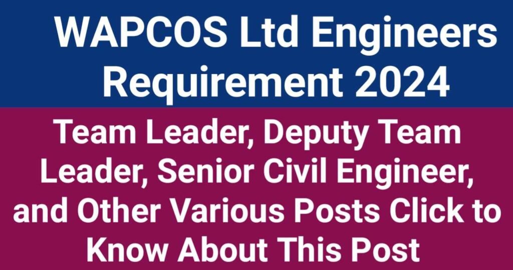 WAPCOS Ltd Engineers Requirement 2024,WAPCOS Ltd Engineers Job 2024,WAPCOS Ltd Engineers Vacancy 2024,WAPCOS Bharti 2024,